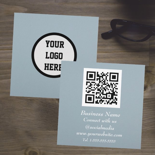 Professionell QR-kod - skannerbar, modern, blå Fyrkantigt Visitkort (Skapare uppladdad)