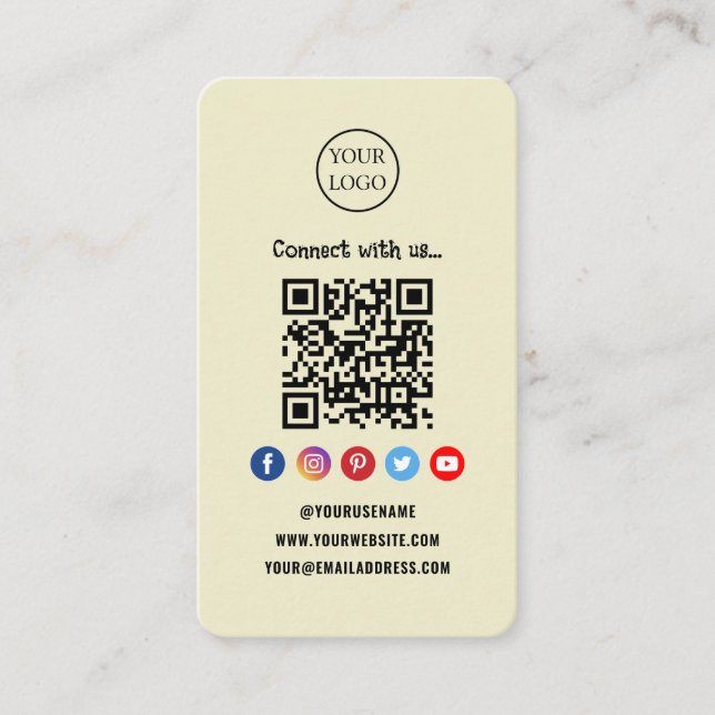 Professionell Qr-kod Social-media Anslut med oss Visitkort (Framsida)