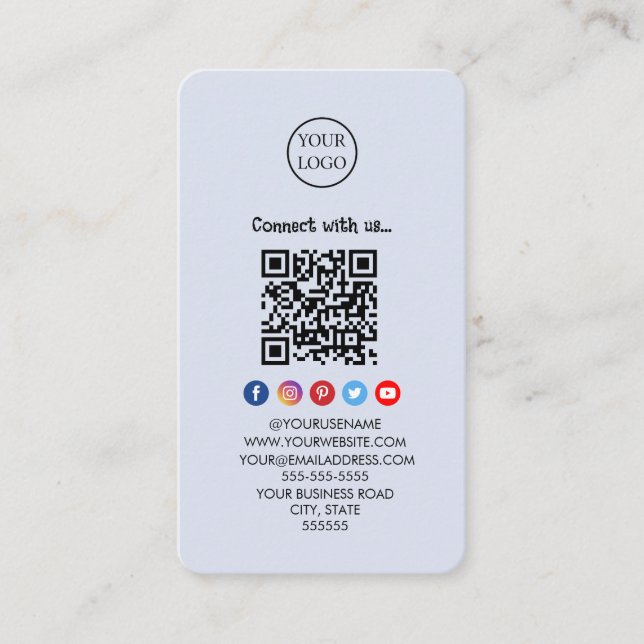 Professionell Qr-kod Social-media Anslut med oss Visitkort (Framsida)