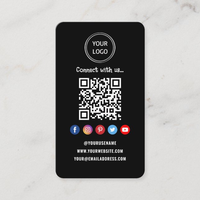 Professionell Qr-kod Social-media Anslut med oss Visitkort (Framsida)