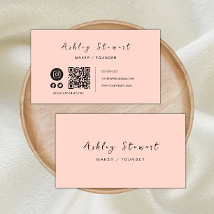 Professionell Qr-kod Social Media Rosa Visitkort