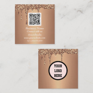 Professionell QR-koden Guld Glitter Gnistra Fyrkantigt Visitkort