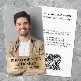 Professionell QR-kodfoto Guld Visitkort