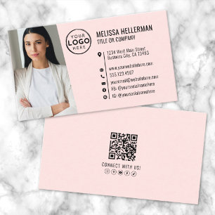 Professionell QR-kodfoto Logotypens Rosa Visitkort
