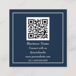 Professionell QR-kodskannerbar marin blå Fyrkantigt Visitkort