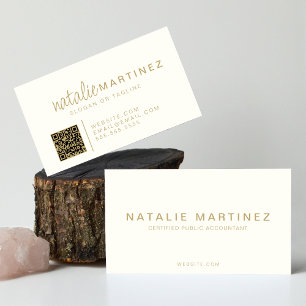 Professionell QR-kodskript för Elegant och Guld Visitkort