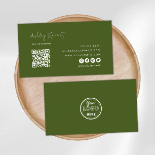 Professionell Qr-Logotyp Modern Moss Grönt Visitkort