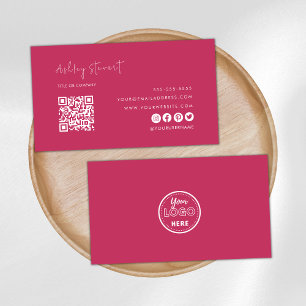 Professionell Qr-Logotyp Modern Shock rosa Visitkort