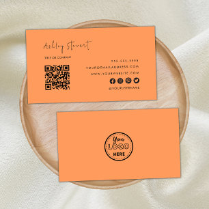 Professionell Qr-Logotyp Modern Trendig Orange Visitkort