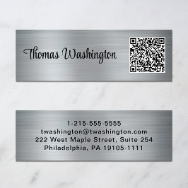 Professionell QR-Snyggt, skript Silver Mini Visitkort