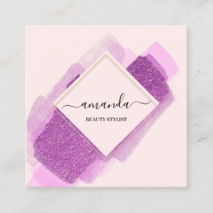 Professionell Ram Beauty Makeup Logotyp Lila Rosa Fyrkantigt Visitkort