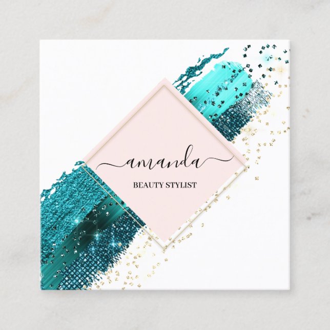 Professionell Ram Guld Beauty Logotyp White Fyrkantigt Visitkort (Framsida)