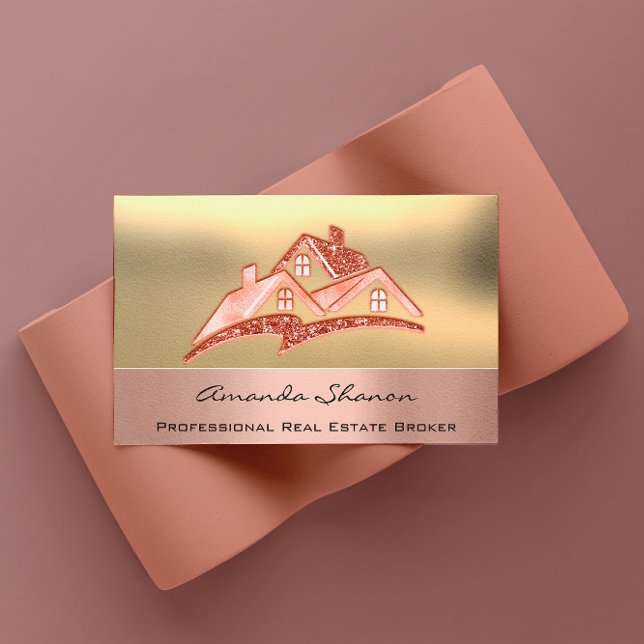 Professionell Real Gods Agent Broker Ro Guld Visitkort (Professional Real Estate Agent Broker Rose Gold Business Card)