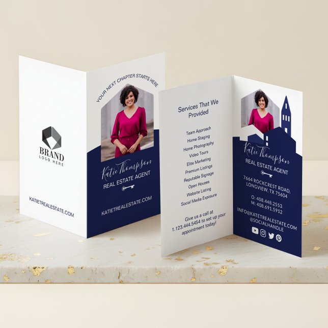 Professionell Real Gods Agent Photo & Services Visitkort (Minimal Professional Real Estate Agent Photo Logo Business Card)