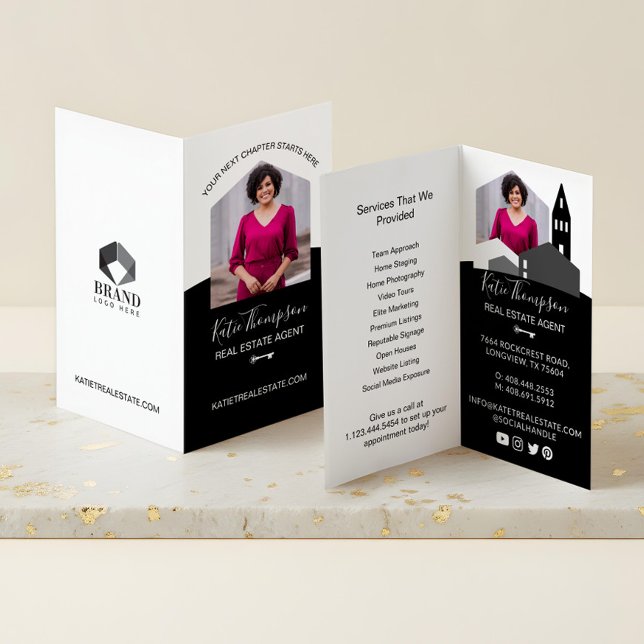 Professionell Real Gods Agent Photo & Services Visitkort (Minimal Professional Real Estate Agent Photo Logo Business Card)