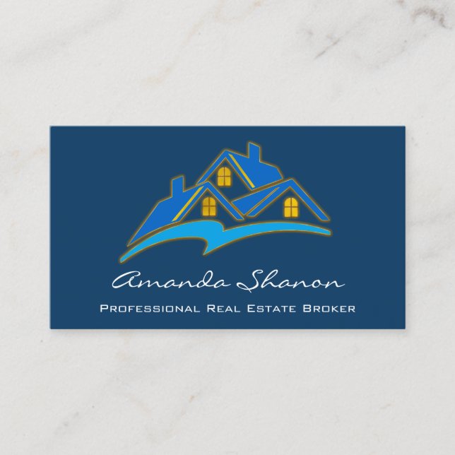 Professionell Real Gods Broker Agent Blue Navy Visitkort (Framsida)