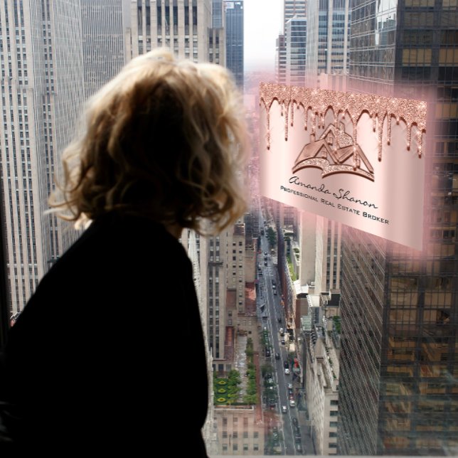Professionell Real Gods Broker Agent Ro Drives Visitkort (Professional Real Estate Broker Agent Rose Drips Business Card)