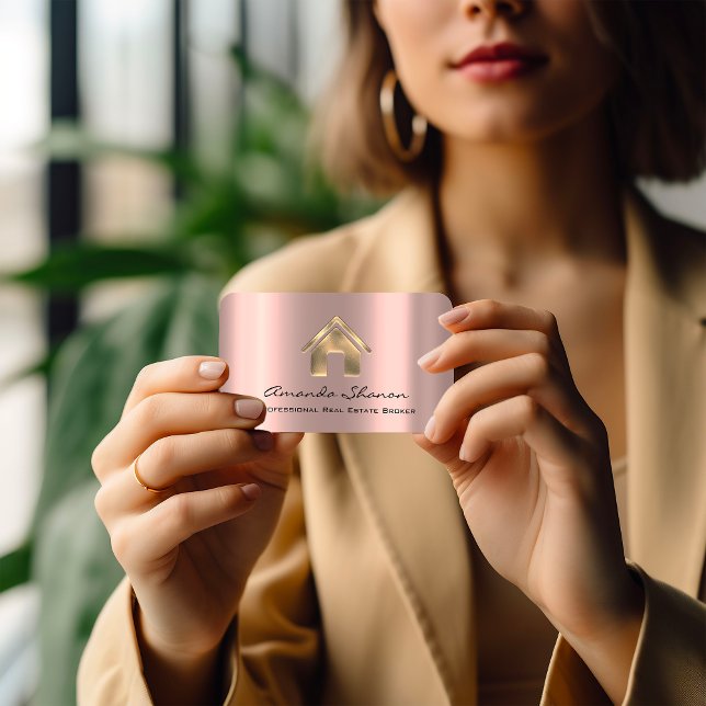 Professionell Real Gods Broker Agent Ro Guld Visitkort (Luxury Real Estate Rose Gold Business Card FlorenceK Studio )