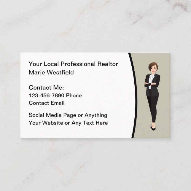 Professionell Realtor Business Contact Card Visitkort (Framsida)