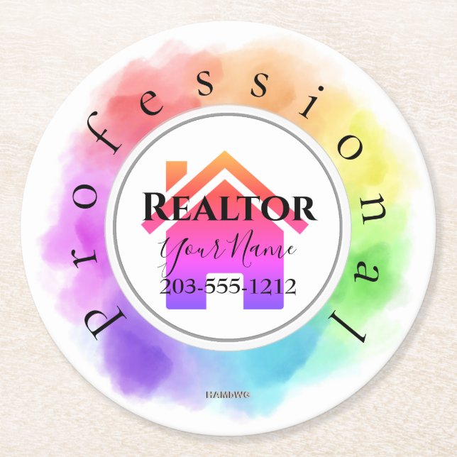 Professionell Realtor Underlägg - HAMbWG Papper Rund (Framsidan)