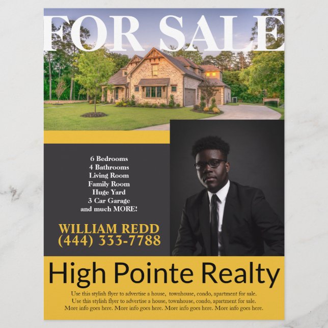 Professionell Realty Flyer för Gods vid försäljnin (Framsidan)