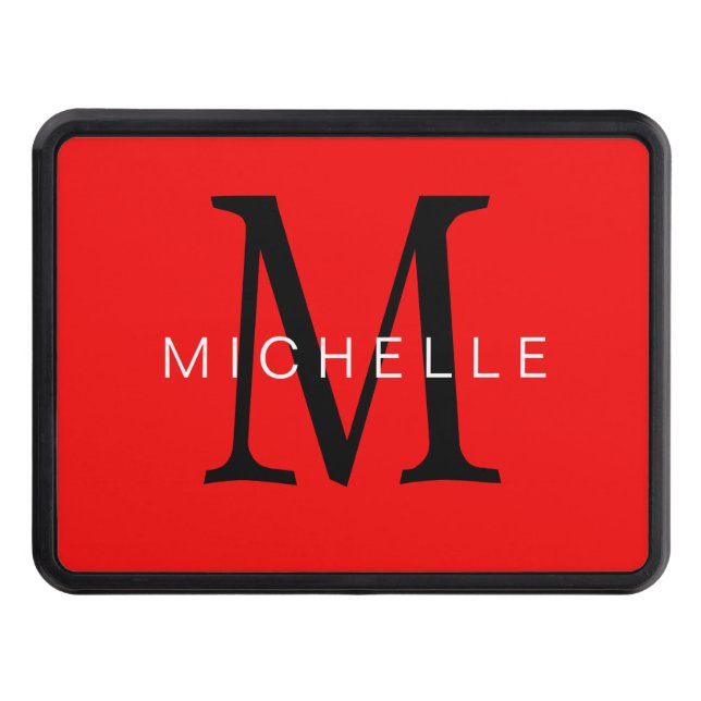 Professionell Red Black Monogram ditt namn Dragkroksskydd (Framsidan)