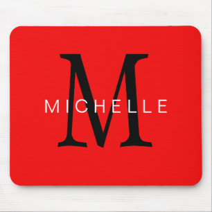 Professionell Red Black Monogram ditt namn Musmatta