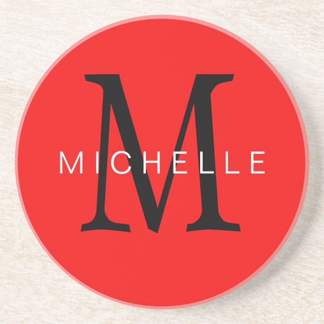 Professionell Red Black Monogram ditt namn Underlägg (Framsidan)