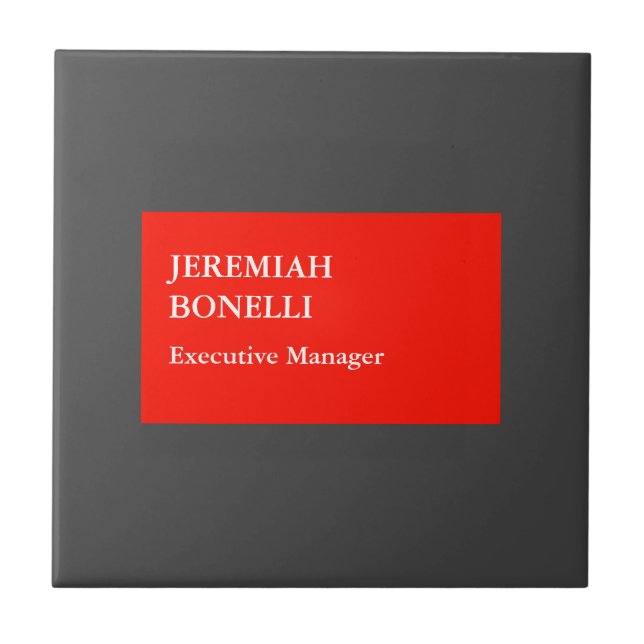 Professionell Red grått minimalist modern ditt nam Kakelplatta (Framsidan)