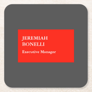 Professionell Red grått minimalist modern ditt nam Underlägg Papper Kvadrat