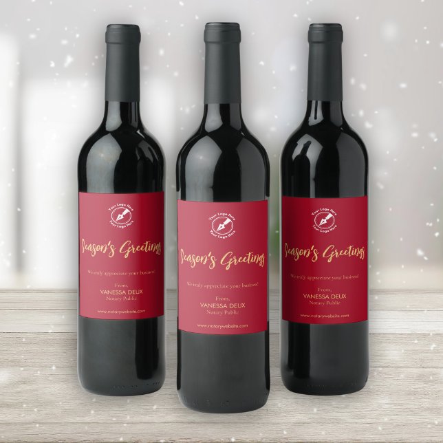 Professionell Red Guld Notary Logotyp Namn PR Vinflaska Etikett (Skapare uppladdad)