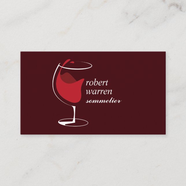 Professionell Red vin Glas Sommelier winemaker Visitkort (Framsida)