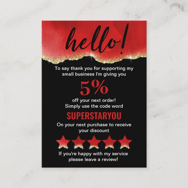 Professionell Red Vin Glitter Guld Logotyp Rabatt Visitkort (Framsida)