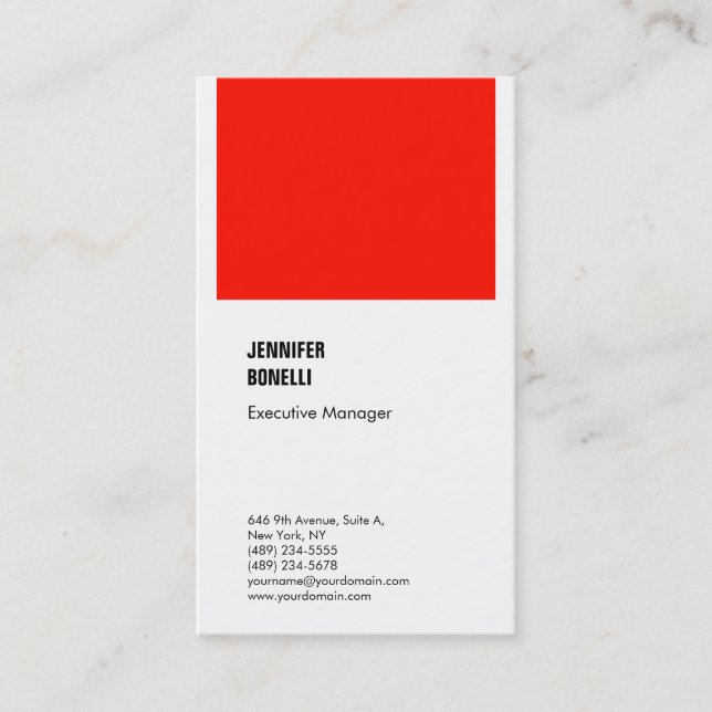 Professionell - ren minimalistisk, modern röd vit visitkort (Framsida)