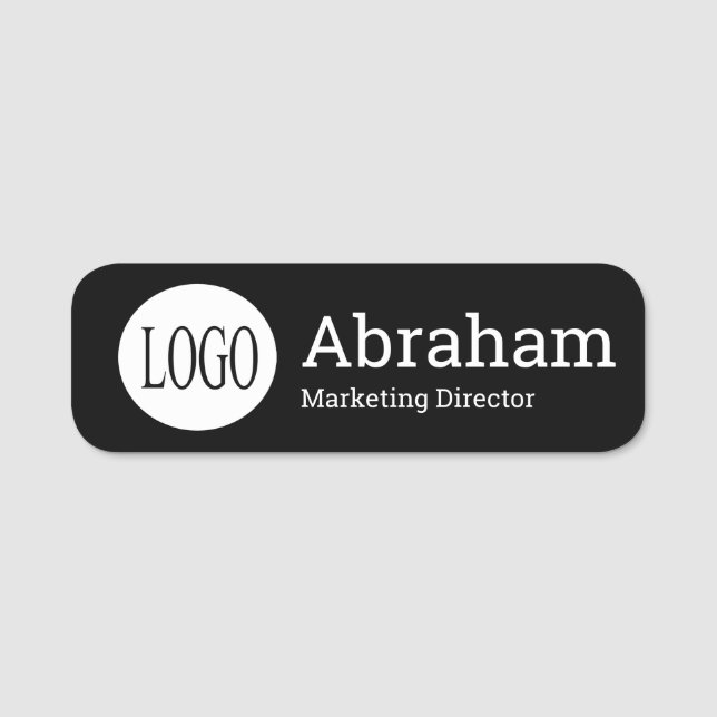 Professionell Ren Modern Affär Svart Logotyp Namn Namnbricka (Framsida)