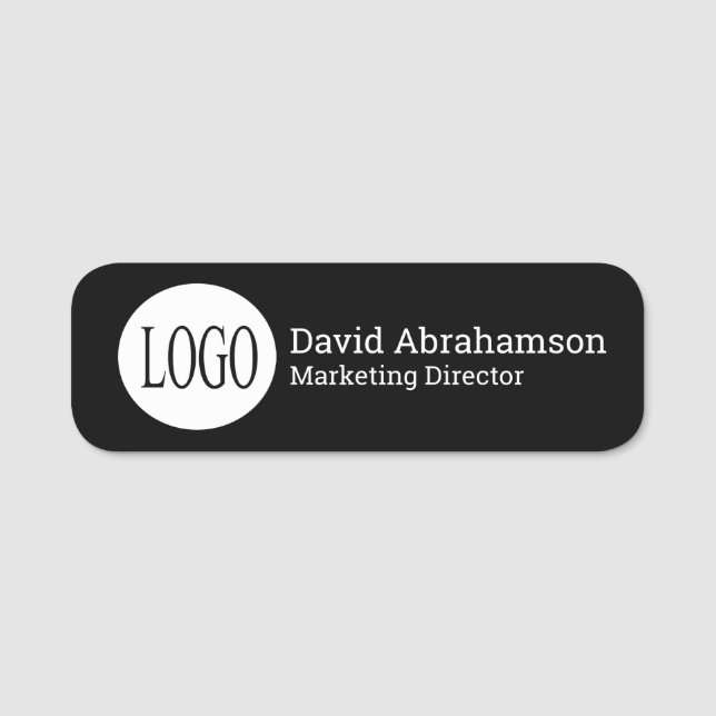 Professionell Ren Modern Affär Svart Logotyp Namn Namnbricka (Framsida)