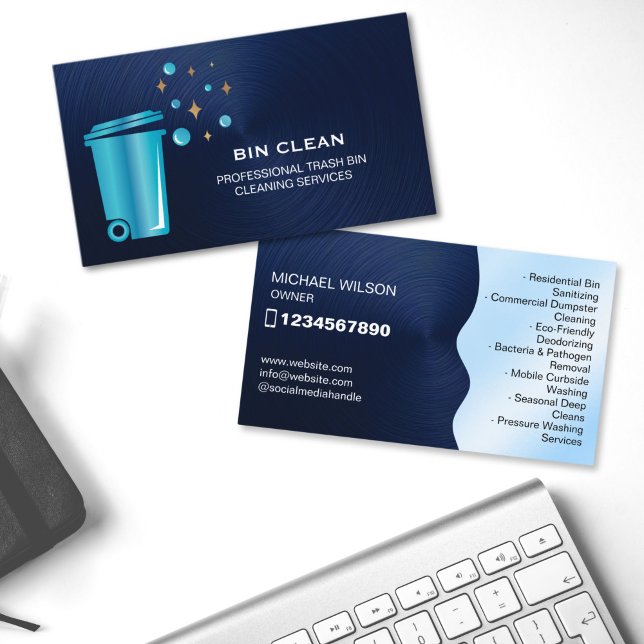 Professionell rengöring av soptraskor visitkort (TRASH CAN CLEANING SERVICES)