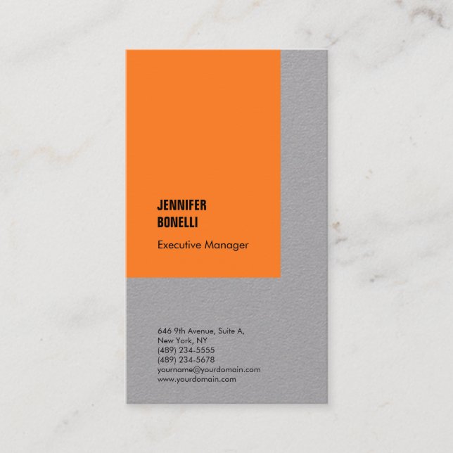 Professionell rent minimalistisk modern orange grå visitkort (Framsida)