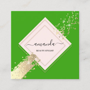 Professionell Ro Guld Grönt Makeup Logotyp Fyrkantigt Visitkort