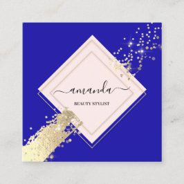 Professionell Ro Guld Ram Blue Makeup Logotyp Fyrkantigt Visitkort