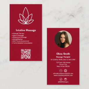 Professionell Röd massage Affärskort Logotyp och f Lojalitetskort