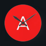 Professionell röd monogram första brev rund klocka<br><div class="desc">Den här mallen kan anpassas till alla personliga yrken.</div>