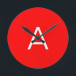 Professionell röd monogram första brev rund klocka<br><div class="desc">Den här mallen kan anpassas till alla personliga yrken.</div>