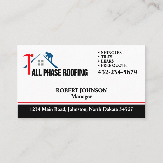 Professionell Roofing Service Visitkort (Framsida)