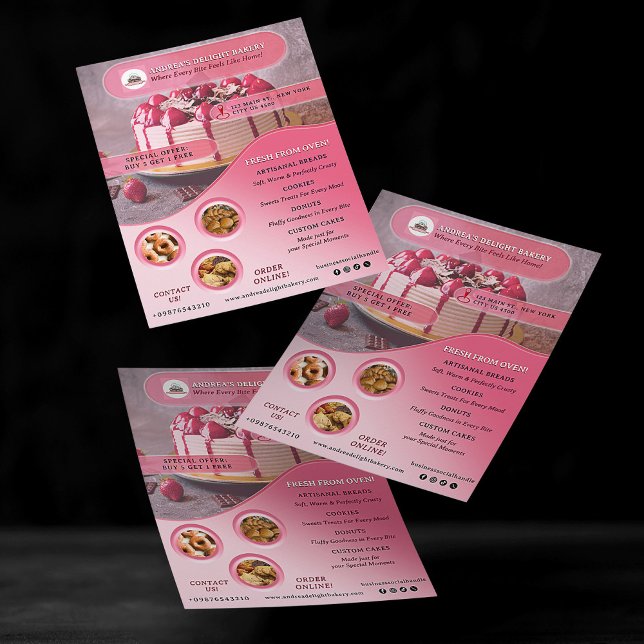 Professionell Rosa Bakery Add Photos & Logotyp Anp Reklamblad (Skapare uppladdad)