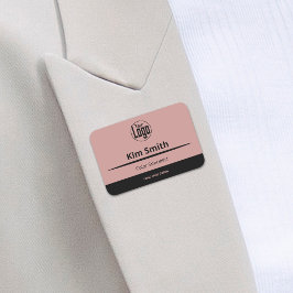 Professionell Rosa Black Logotyp Expert Salon Namnbricka