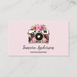 Professionell Rosa Blommigt Camera Fotografier Ros Visitkort