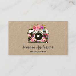 Professionell Rosa Blommigt Camera Photographer Kr Visitkort