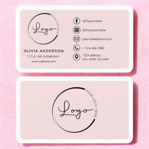Professionell Rosa Business Logotyp Social Media Visitkort