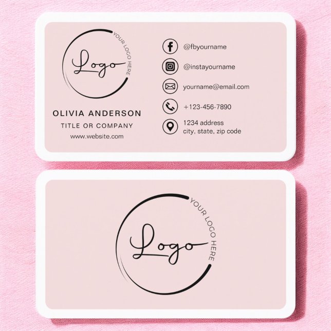 Professionell  Rosa Business Logotyp Social Media Visitkort (Skapare uppladdad)